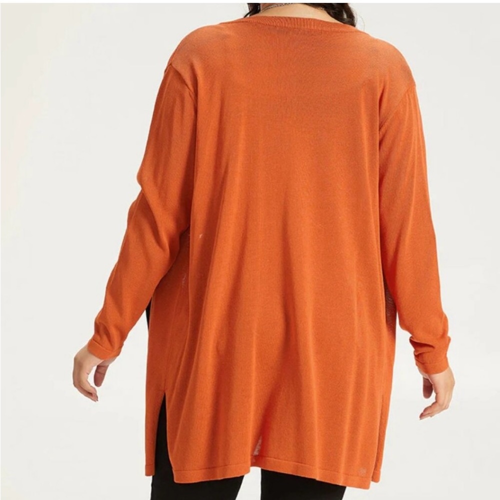 Orange Pocket Cat Open-Front Cardigan Sweater - Picture 2 of 2